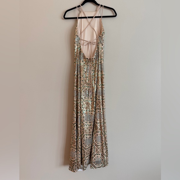 Nicole Miller Champagne and Gold Beaded Maxi Dress - Picture 5 of 5